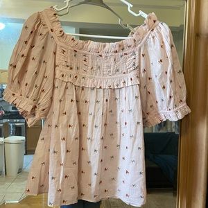 NWOT: Doen Frances top Blush Carnation Embroidery